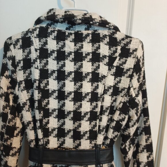 Charlotte Russe Women's Knit Houndstooth Wool Blend Coat Size Medium - Picture 6 of 8